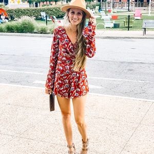 Long sleeve floral romper
